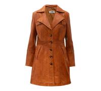 Kurzmantel RICANO "Mantel Lucie", Damen, Gr. 3XL, braun (cognac), Obermaterial: 100% Ziegenveloursleder GOVL. Futter: 100% Polyester PES., figurbetont, V-Ausschnitt, Mäntel Kurzmantel, Handgefertigt a