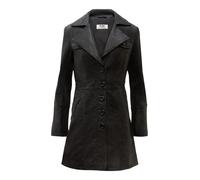 Kurzmantel RICANO "Mantel Lucie", Damen, Gr. L, schwarz, Obermaterial: 100% Ziegenveloursleder GOVL. Futter: 100% Polyester PES., figurbetont, V-Ausschnitt, Mäntel Kurzmantel, Handgefertigt aus echtem
