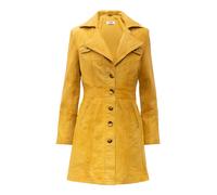 Kurzmantel RICANO "Mantel Lucie", Damen, Gr. M, gelb, Obermaterial: 100% Ziegenveloursleder GOVL. Futter: 100% Polyester PES., figurbetont, V-Ausschnitt, Mäntel Kurzmantel, Handgefertigt aus echtem Le