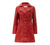 Kurzmantel RICANO "Mantel Lucie", Damen, Gr. XL, rot, Obermaterial: 100% Ziegenveloursleder GOVL. Futter: 100% Polyester PES., figurbetont, V-Ausschnitt, Mäntel Kurzmantel, Handgefertigt aus echtem Le