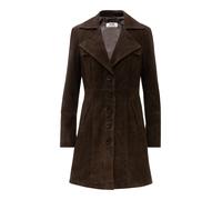 Kurzmantel RICANO "Mantel Lucie", Damen, Gr. XXL, braun (braun (velour)), Obermaterial: 100% Ziegenveloursleder GOVL. Futter: 100% Polyester PES., figurbetont, V-Ausschnitt, Mäntel Kurzmantel, Handgef