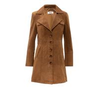 Kurzmantel RICANO "Mantel Lucie", Damen, Gr. XXL, braun (cognac (velour)), Obermaterial: 100% Ziegenveloursleder GOVL. Futter: 100% Polyester PES., figurbetont, V-Ausschnitt, Mäntel Kurzmantel, Handge