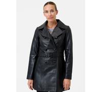 Kurzmantel RICANO "Mantel Rosalia", Damen, Gr. M, schwarz, Obermaterial: 100% Lammnappaleder LANA., normal, V-Ausschnitt, Mäntel Kurzmantel, Handgefertigt aus echtem Leder (77386058-M) schwarz
