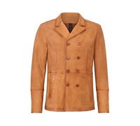 Kurzmantel RICANO "Zweireiher Mantel Victor", Herren, Gr. XL, braun (cognac), Obermaterial: 100% Lammnubukleder LANU. Futter: 100% Polyester PES., schmal, V-Ausschnitt, Mäntel Kurzmantel, Handgefertig