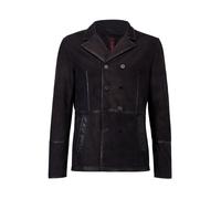 Kurzmantel RICANO "Zweireiher Mantel Victor", Herren, Gr. XXL, schwarz, Obermaterial: 100% Lammnubukleder LANU. Futter: 100% Polyester PES., schmal, V-Ausschnitt, Mäntel Kurzmantel, Handgefertigt aus 