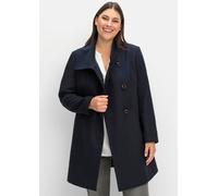 Kurzmantel SHEEGO, Damen, Gr. 44, blau (tiefblau), 90% Polyester, 10% Wolle, unifarben, unifarben mit Farbeinsatz, unifarben mit Farbeinsätzen, Mäntel Kurzmantel (90042368-44) tiefblau