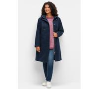 Kurzmantel SHEEGO, Damen, Gr. 54, blau (nachtblau), 70% Polyester, 27% Viskose, 3% Elasthan, unifarben, unifarben mit Farbeinsatz, unifarben mit Farbeinsätzen, Mäntel Kurzmantel (22299249-54) nachtbla