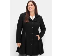 Kurzmantel SHEEGO, Damen, Gr. 56, schwarz, 65% Polyester, 33% Viskose, 2% Elasthan, unifarben, unifarben mit Farbeinsatz, unifarben mit Farbeinsätzen, Mäntel Kurzmantel (32027027-56) schwarz