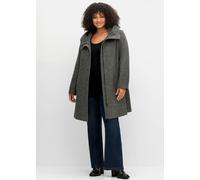 Kurzmantel SHEEGO, Damen, Gr. 56, schwarz-weiß (schwarz, weiß), 90% Polyester, 10% Wolle, Mäntel Kurzmantel (23760119-56) schwarz, weiß