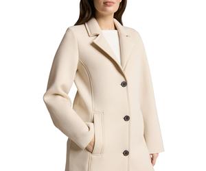 Kurzmantel TOM TAILOR, Damen, Gr. XL, beige (sand stone beige), Web, Obermaterial: 67% Polyester, 25% Viskose, 8% Elasthan, unifarben, regular fit knielang, gerader Abschluss, Mäntel Kurzmantel, mit T