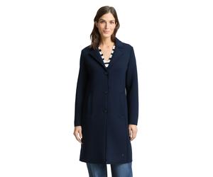 Kurzmantel TOM TAILOR, Damen, Gr. XS, sky captain blau, Web, Obermaterial: 67% Polyester, 25% Viskose, 8% Elasthan, unifarben, regular fit knielang, gerader Abschluss, Mäntel Kurzmantel, mit Taschen (