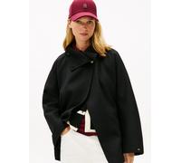 Kurzmantel TOMMY HILFIGER "DF WOOL GB FUNNEL NK COAT", Damen, Gr. L/XL, schwarz, Web, Obermaterial: 60% Wolle, 40% Polyester, unifarben, regular fit, Mäntel Kurzmantel, mit Wolle (50779141-L)