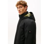 Kurzmantel TOMMY HILFIGER "TECH HOODED PADDED PARKA", Herren, Gr. L, schwarz, Web, Obermaterial: 100% Polyester, regular fit ca. Mitte Oberschenkel, Rundhals, eingesetzt gerader Abschluss, Mäntel Kurz