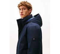 Kurzmantel TOMMY HILFIGER "TECH HOODED PADDED PARKA", Herren, Gr. XL, blau (desert sky), Web, Obermaterial: 100% Polyester, unifarben, regular fit ca. Mitte Oberschenkel, Rundhals, eingesetzt gerader