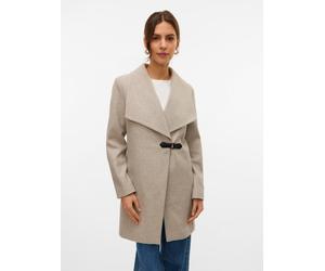 Kurzmantel VERO MODA "VMPOP NATTIE COAT GA BOO", Damen, Gr. M, silber (silber mink detail:melange), Web, Obermaterial: 100% Polyester, meliert, regular fit, V-Ausschnitt, Mäntel Kurzmantel (76317960-M