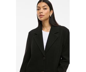 Kurzmantel VILA "VICLAUDIA BUTTON COAT - NOOS", Damen, Gr. 42, schwarz (schwarz beauty), Web, Obermaterial: 100% Polyester, unifarben, regular fit kniefrei, V-Ausschnitt, Mäntel Kurzmantel (88468925-4