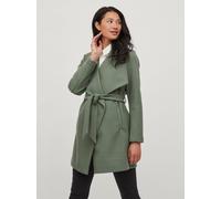 Kurzmantel VILA "VICOOLEY COLLAR BELT COAT - NOOS", Damen, Gr. 42, grün (laurel wreath), Web, Obermaterial: 100% Polyester, unifarben, regular fit kniefrei, V-Ausschnitt, Mäntel Kurzmantel (86874411-4