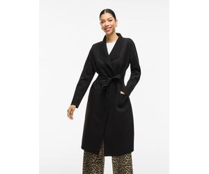 Kurzmantel VILA "VIJUICE COAT - NOOS", Damen, Gr. XS, schwarz, Web, Obermaterial: 80% Polyester, 10% Polyamid, 10% Viskose, unifarben, regular fit knielang, V-Ausschnitt, Mäntel Kurzmantel (30646637-X