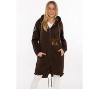 Kurzmantel ZWILLINGSHERZ "Alissa Shiny", Damen, Gr. L/XL, braun, Sweatware, Obermaterial: 50% Baumwolle, 50% Polyester, bedruckt, bestickt, unifarben, bequem ca. Mitte Oberschenkel, ohne Ausschnitt, g