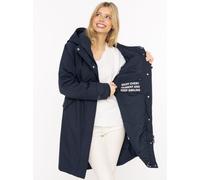 Kurzmantel ZWILLINGSHERZ "Keep Smiling", Damen, Gr. XXL, blau (marine), Web, Obermaterial: 100% Polyester, unifarben, oversize ca. Mitte Oberschenkel, ohne Ausschnitt, gerader Abschluss, Mäntel Kurzma