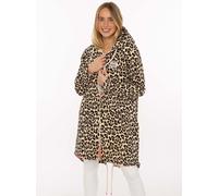 Kurzmantel ZWILLINGSHERZ "Leo Allover", Damen, Gr. XXL, beige, Sweatware, Obermaterial: 50% Baumwolle, 50% Polyester, Mäntel Kurzmantel, gemustert, Taschen, Reißverschluß (61497968-XXL) beige