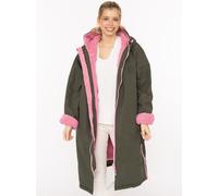 Kurzmantel ZWILLINGSHERZ "Oversize Windjacke ZH", Damen, Gr. L/XL, grün (khaki), Web, Obermaterial: 100% Polyester, kontrastfarbene Details, unifarben, sehr weit kniebedeckend, ohne Ausschnitt, gerade