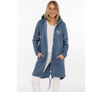 Kurzmantel ZWILLINGSHERZ "Sunday Club", Damen, Gr. M, jeans, Sweatware, Obermaterial: 50% Baumwolle, 50% Polyester, ca. Mitte Oberschenkel, Mäntel Kurzmantel, mit Stickerei, Taschen und Reißverschluss