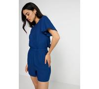 Kurzoverall LSCN BY LASCANA, Damen, Gr. 34, N-Gr, blau, Web, Obermaterial: 100% Viskose, unifarben, figurumspielend kurz, Rundhals, Overalls Kurzoverall (23961547-34)