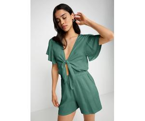 Kurzoverall LSCN BY LASCANA, Damen, Gr. 36, N-Gr, olive, Web, Obermaterial: 100% Viskose, unifarben, figurumspielend kurz, tiefer V-Ausschnitt, Overalls Kurzoverall, aus gewebter Viskose (13444113-36)