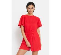 Kurzoverall LSCN BY LASCANA, Damen, Gr. 46, N-Gr, rot (cherry, rot), Web, Obermaterial: 100% Viskose, unifarben, figurumspielend kurz, Rundhals, Overalls Kurzoverall (56091040-46)