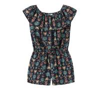 Kurzoverall NAME IT "NKFVINAYA PLAYSUIT FFF", Mädchen, Gr. 134, N-Gr, schwarz sapphire aop:aztec inspirot, Web, Obermaterial: 98% Polyester, 2% Elasthan, bedruckt, regular fit kurz, Carmenausschnitt,