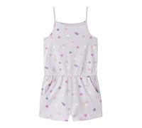 Kurzoverall NAME IT "NMFVIGGA STRAP SUIT", Mädchen, Gr. 128, N-Gr, bunt (lavender fog aop:colorful hearts), Jersey, Obermaterial: 100% Baumwolle, bedruckt, kurz, Overalls Kurzoverall, Baumwolle, mit T