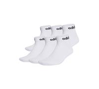 adidas Unisex Quarter Socken, 6er Pack - Linear Cushioned Ankle, Logo, gepolstert, einfarbig Weiß-40-42