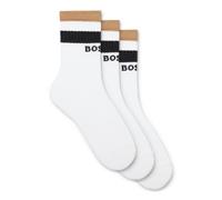 BOSS Dreier-Pack kurze Socken mit charakteristischen Streifen - Style 3P QS Rib Iconic CC, 50543647 Weiß 43-46