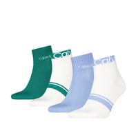 Kurzsocken CALVIN KLEIN "CK MEN QUARTER 4P LOGO STRIPE ECOM", Damen, blau, jade grün, Obermaterial: 68% Baumwolle, 30% Polyamid, 2% Elasthan, Socken (46323242-0) blau, jade grün