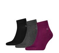 Kurzsocken CALVIN KLEIN "CK MEN QUARTER", Herren, Gr. 43-46, bunt (schwarz lila), Baumwollmischung, normal, Socken, Rippenbündchen, Cotton-Mix, elastisch (31676155-43) schwarz lila