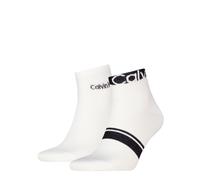 Kurzsocken CALVIN KLEIN "CK MEN QUARTER LOGO STRIPE", Damen, weiß, Baumwollmischung, normal, Socken, mit breitem Rippenbündchen, Cotton-Mix (44686845-0) weiß