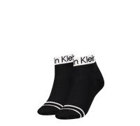 Kurzsocken CALVIN KLEIN JEANS "CK WOMEN QUARTER 2P LOGO WELT", Damen, schwarz, Materialmix, normal, Socken, Coolmax-Garn, Einheitsgröße passend von 37-41 (29949469-0) schwarz