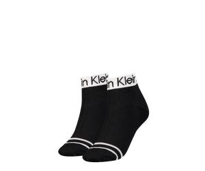 Kurzsocken CALVIN KLEIN JEANS "CK WOMEN QUARTER 2P LOGO WELT", Damen, schwarz, Materialmix, normal, Socken, Coolmax-Garn, Einheitsgröße passend von 37-41 (29949469-0) schwarz