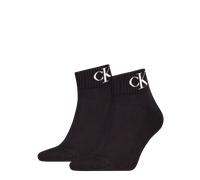 Kurzsocken CALVIN KLEIN JEANS "CKJ MEN QUARTER 2P MONOGRAM", Damen, Gr. 39-42, Sockengröße, schwarz, Baumwollmischung, normal, Socken, mit dezenter Logostickerei, komfortable Frotteesohle (85150247-39