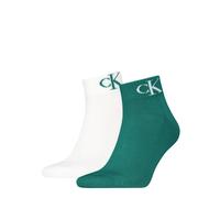 Kurzsocken CALVIN KLEIN JEANS "CKJ MEN QUARTER 2P MONOGRAM", Damen, Gr. 43-46, jade grün, Baumwollmischung, normal, Socken, mit dezenter Logostickerei, komfortable Frotteesohle (12509052-43) jade grün