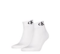 Kurzsocken CALVIN KLEIN JEANS "CKJ MEN QUARTER 2P MONOGRAM", Damen, Gr. 43-46, Sockengröße, weiß, Baumwollmischung, normal, Socken, mit dezenter Logostickerei, komfortable Frotteesohle (19944325-43) w