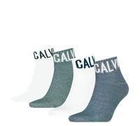 Kurzsocken CALVIN KLEIN JEANS "CKJ MEN QUARTER 4P RIBBON LOGO ECOM", Herren, Gr. - (40/46), blau, weiß, teal, Obermaterial: 73% Baumwolle, 25% Polyamid, 2% Elasthan, Socken (36945604-0) blau, weiß, te