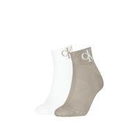 Kurzsocken CALVIN KLEIN JEANS "CKJ WOMEN QUARTER 2P MONOGRAM", Damen, Gr. 35-38, beige, Baumwollmischung, normal, Socken, mit Logostickerei (57933755-35) beige