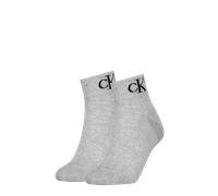 Kurzsocken CALVIN KLEIN JEANS "CKJ WOMEN QUARTER 2P MONOGRAM", Damen, Gr. 39-42, grau (light grau melange), Baumwollmischung, normal, Socken, mit Logostickerei (28409634-39) light grau melange