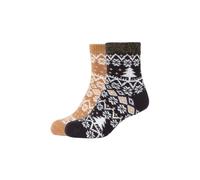 Kurzsocken CAMANO "cosy norwegian winter 2er Pack", Damen, Gr. 39-42, schwarz, 98% Polyacryl, 2% Elasthan, Colorblocking, Socken, 2er Pack Kuschelig warme Qualität, elegante Lurex-Details (79340204-39