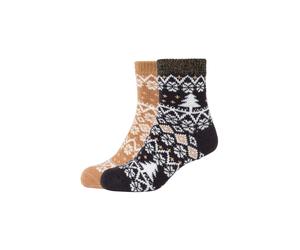 Kurzsocken CAMANO "cosy norwegian winter 2er Pack", Damen, Gr. 39-42, schwarz, 98% Polyacryl, 2% Elasthan, Colorblocking, Socken, 2er Pack Kuschelig warme Qualität, elegante Lurex-Details (79340204-39