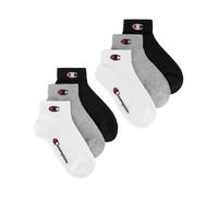 Kurzsocken CHAMPION "6 Pack Quarter Socks", Mädchen, Gr. 27 (30), bunt (oxgm, oxgm, wht, wht, nbk, nbk, ns), Baumwollmischung, unifarben, Socken, für Kinder, sportlicher Look, mit unifarbenem Design (