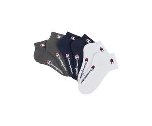 Kurzsocken CHAMPION "6pk Quarter Socks", Herren, Gr. 35-38, bunt (nny, nny, wht, wht, ccom, ccom, ns), Obermaterial: 69% Baumwolle, 24% Polyester, 5% Polyamid, 2% Elasthan, Socken, für Fitnessaktivitä
