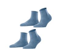 Kurzsocken ESPRIT "Basic Pure", Damen, Gr. 39-42, blau (jeans melange), Baumwollmischung, unifarben, normal, Socken, unifarbenes Basic-Design, Rollbündchen (95313866-39) jeans melange